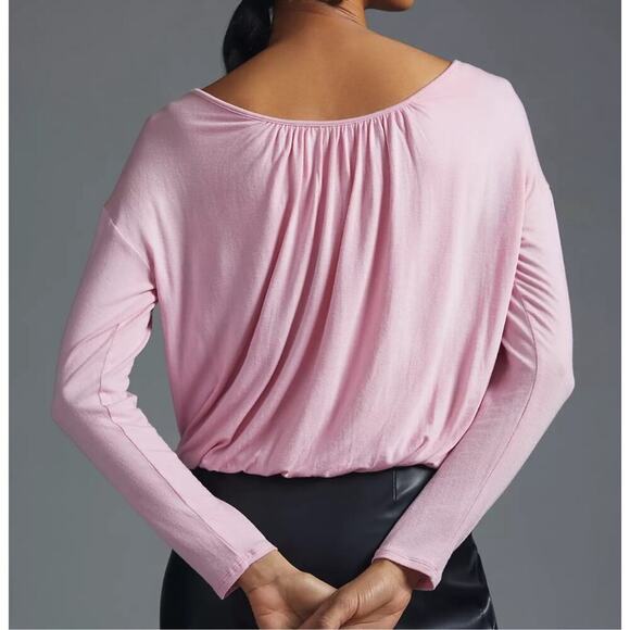 Maeve Bubble Hem Top Size S Pink Modal Long Sleeve Balletcore Anthropologie - Picture 4 of 13